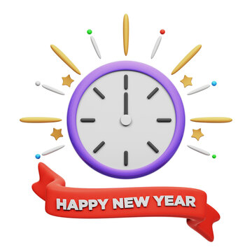 New Year Celebration 3D Rendering Illustration With Transparent Background