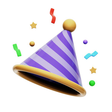 Party Hat 3D Rendering Illustration With Transparent Background