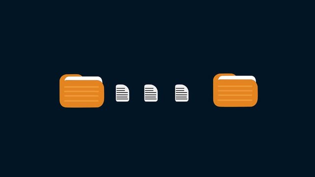 Two folders file transfer animation seamless loop. Suitable for business, data management, transfer, and document related concepts.