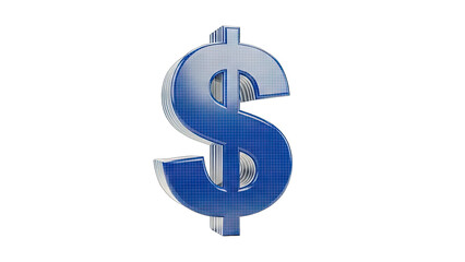 Blue Dollar Sign on White Background