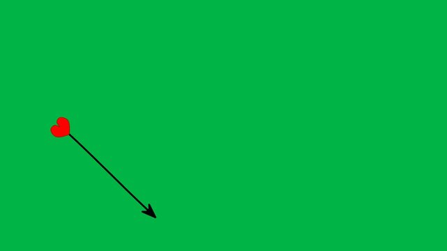 Cartoon bird flying with arrow in beak, cloud thought bubble on green screen chromakey background. Fun for 2d animated cartoon animation messages, direction, or funny delivery concepts.