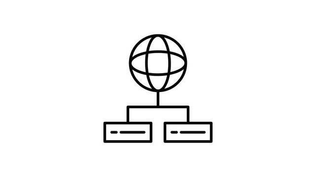 A green globe with two servers positioned on top, symbolizing global connectivity and technology.
