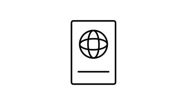 Blue globe icon centered on a white background, symbolizing global connectivity and geography.