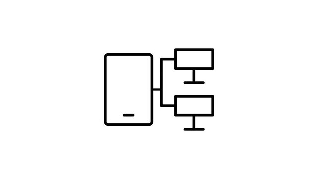 A mobile phone and a computer linked together, showcasing their connectivity for data transfer or communication.