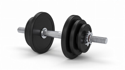 Adjustable weight dumbbell with black plates and chrome handle on a clean