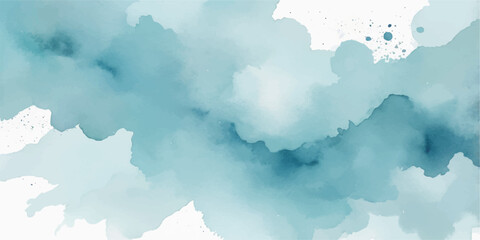 Obraz premium Abstract light blue watercolor texture pattern background with clouds and sky