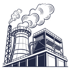 Coolant plant emitting mist from metal vents industrial