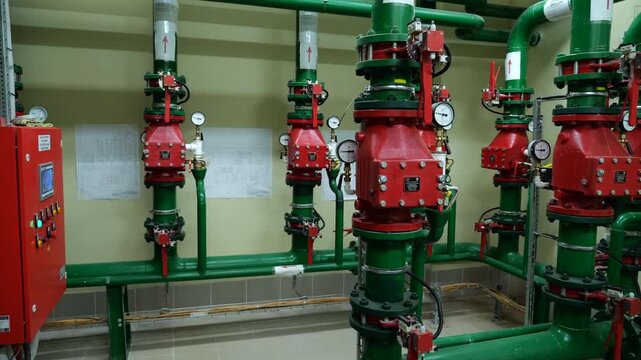 Industrial fire suppression system pipes and valves