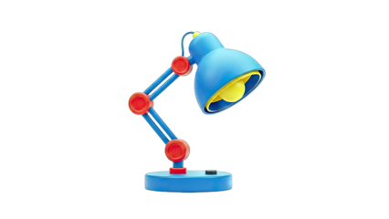 3D Rendered Desk Lamp Illuminated on White Background