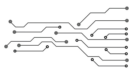 Circuit board design with interconnected lines and nodes.