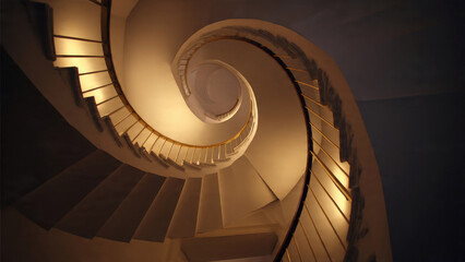 Fototapeta premium Spiral Staircase View From Below