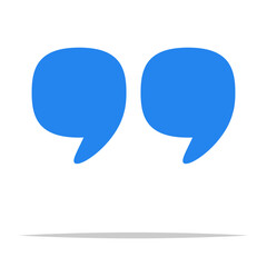 Blue quotation mark symbol icon vector isolated illustration