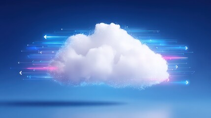 Cloud symbol with multiple arrows indicating direction abstract cloud illustration featuring arrows on white background