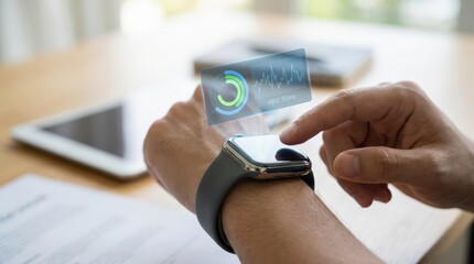 Smartwatch with interactive display on a user's wrist.