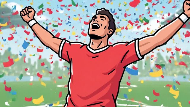 Celebrating a Goal with Energetic Celebration on a Sports Field