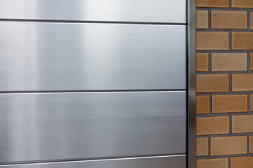 金属パネルの建築背景テクスチャのクローズアップ