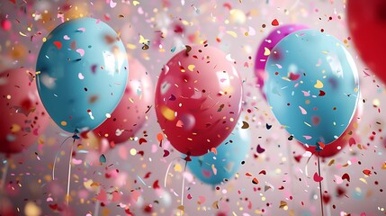 General celebration scene with balloons confetti joyful atmosphere