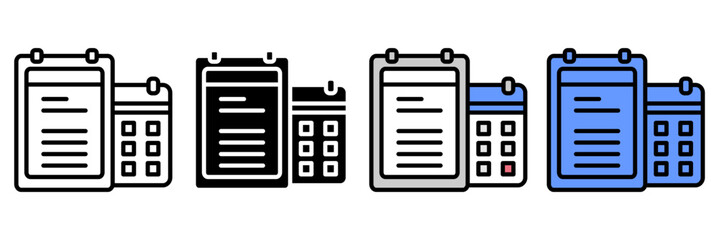 Planning Schedule Icon Set Multiple Style Collection. Calendar, Clock, Notebook, Checklist, Meeting, Reminder, Task List, Planner, Deadline, Appointment, Goal, Event, Priority, Progress, Strategy, Age