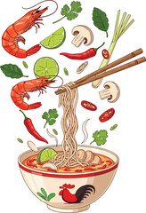 Appetizing Graphic: Spicy Thai Noodle/Soup with Shrimp