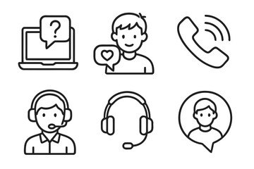 Customer Support Vector Icons Set for Online Service