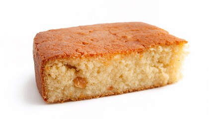 Fijian Cassava Cake Slice Isolated on White