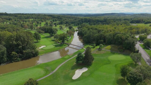 Golf course with River and Bridge