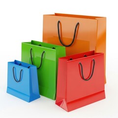 Four colorful shopping bags isolated on white background
