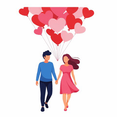 Fototapeta premium Young couple holding hands walking together.