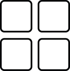 Obraz premium Minimal Grid Icon – Four Rounded Squares Outline Symbol on White Background