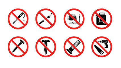 Eight red circle with line symbols on a transparent  background