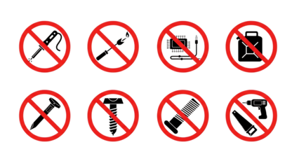 Eight red circle with line symbols on a transparent  background