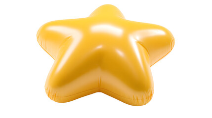 Soft inflated 3d star shape with rounded points in yellow color on white background