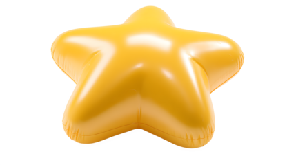Soft inflated 3d star shape with rounded points in yellow color on white background