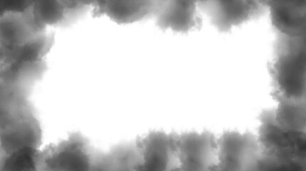 Dark smoke frame, heavy fog border, mist and vapor edge effect, dramatic atmospheric smoke overlay, transparent PNG background