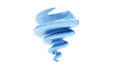 Tornado-shaped water swirl minimal on white