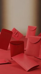 Chinese new year red envelopes, symbol of luck and prosperity in asian culture.