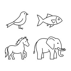 Set of Minimalist Animal Line Icons