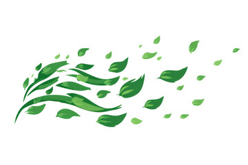 Abstract flying leaves in seasonal wind concept