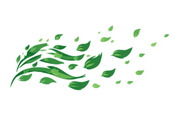 Abstract flying leaves in seasonal wind concept