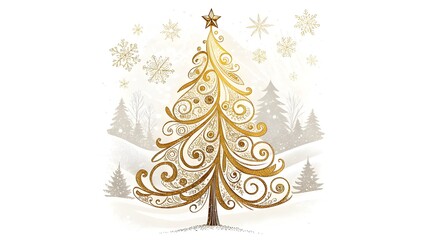 christmas tree with golden balls 