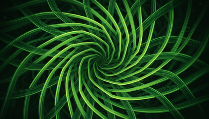 Fototapeta premium Abstract Green Spiral Light Lines Background with Futuristic Energy Flow