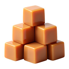 Obraz premium Six caramel cubes isolated on transparent background