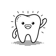 Happy Smiling Tooth Character Waving
