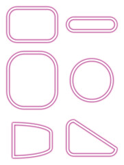 pink neon square, glowing effect border on transparent background, vector illustration.