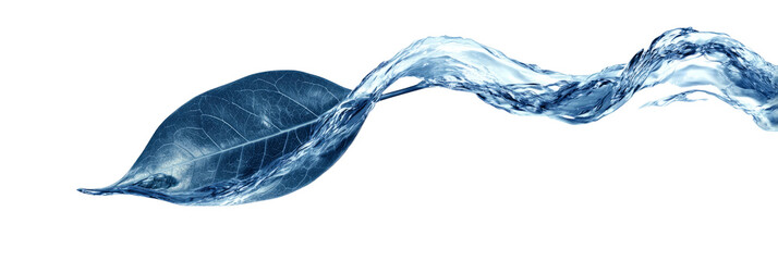 Leaf made from flowing water.minimal on white