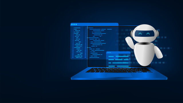 Web development software programming concepts, abstract programming languages ​​and programming code on laptop with technology artificial internet