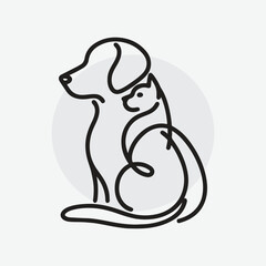 logo featuring the line-art of a dog and a cat sitting side by side	