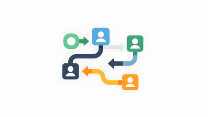 Network Flowchart with User Icons and Arrows.