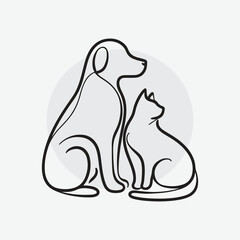 logo featuring the line-art of a dog and a cat sitting side by side	
