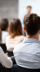 Focused audience business seminar presentation teamwork learning